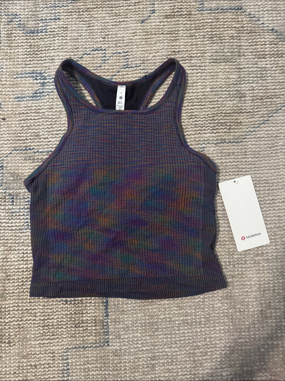 lululemon Rainbow Ribbed Racerback Crop in Dark Multicolor